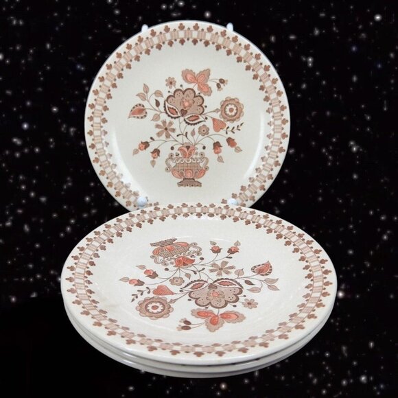 Vintage Johnson Brothers Jamestown Brown Staffordshire Old Granite Plate set 4 - Picture 6 of 8